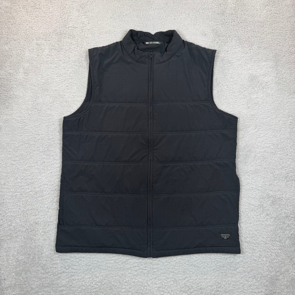 TravisMathew Mens XL Black Puffer Vest Full Zip Quilted Golf Ripstop Stretch